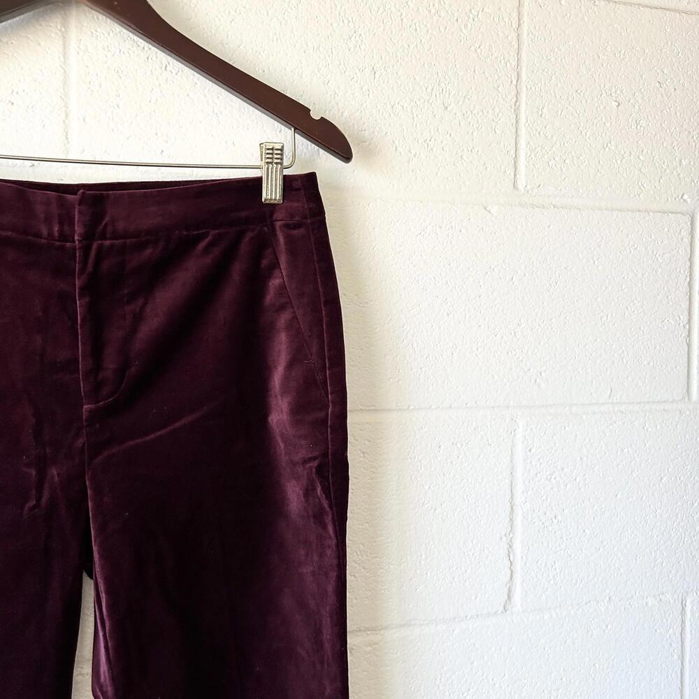 Lauren Ralph Lauren Burgundy Velvet Straight-Leg Trousers - Picture 2 of 4